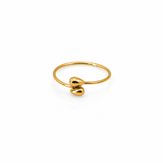 Anillo dorado ajustable doble gotita