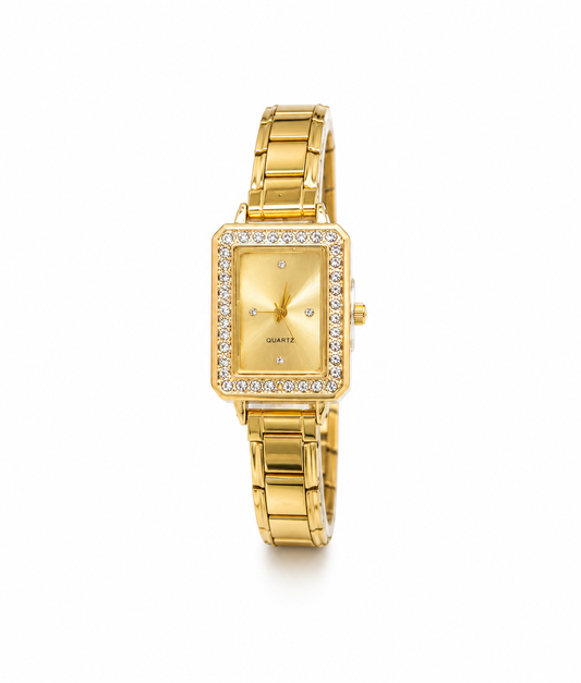 Reloj dorado brillos tipo pulsera italiana