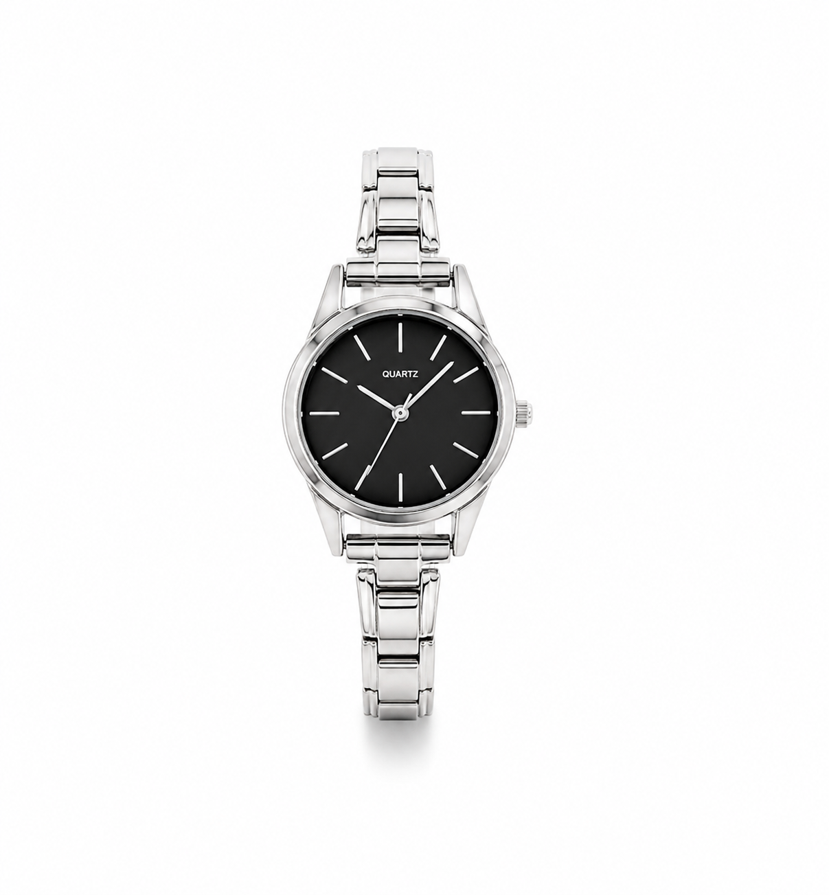 Reloj circular plateado tipo pulsera italiana