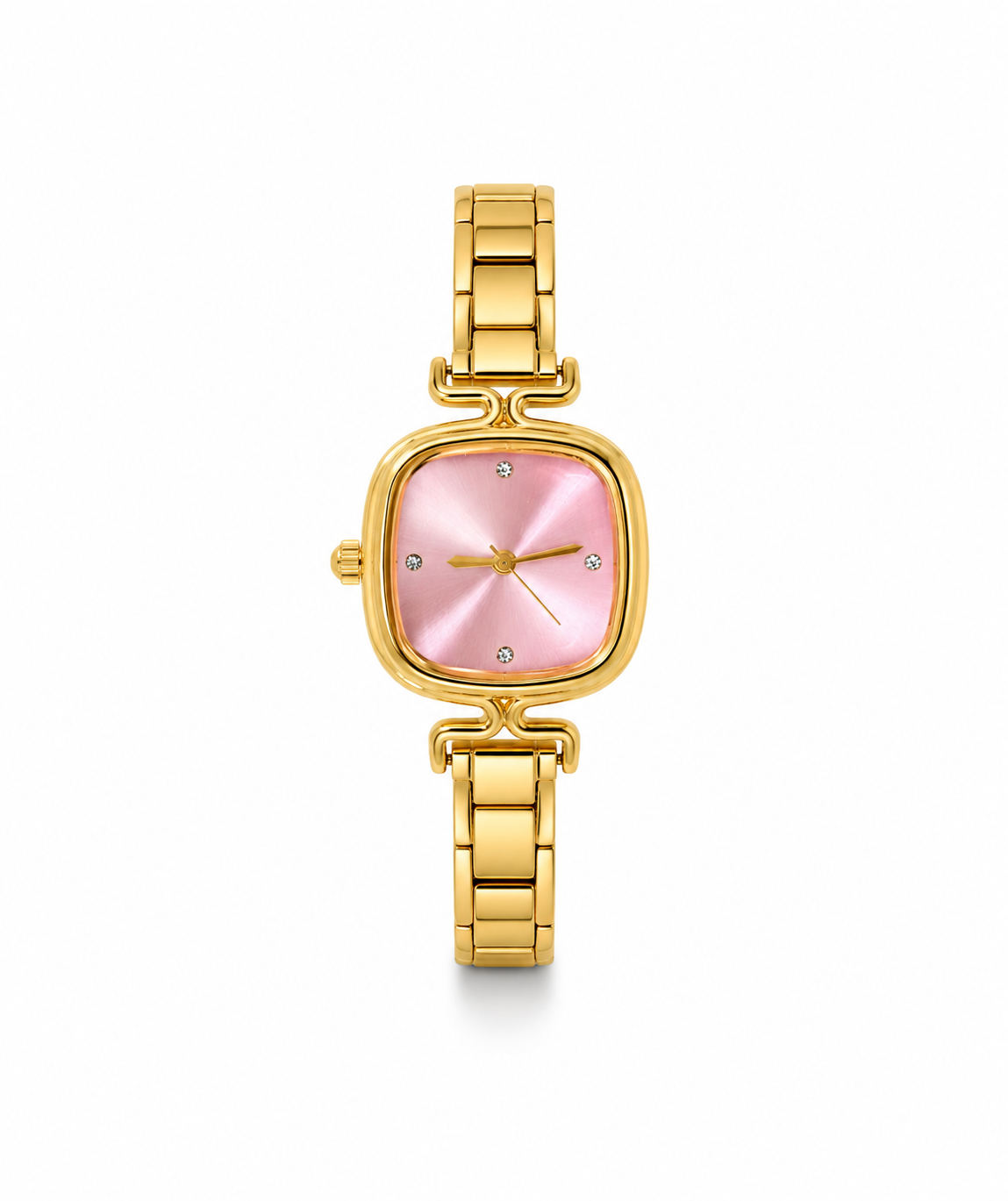 Reloj cuadrado rosa tipo pulsera italiana