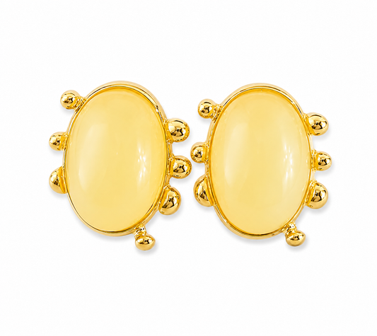 Arete circular chunky piedra amarilla