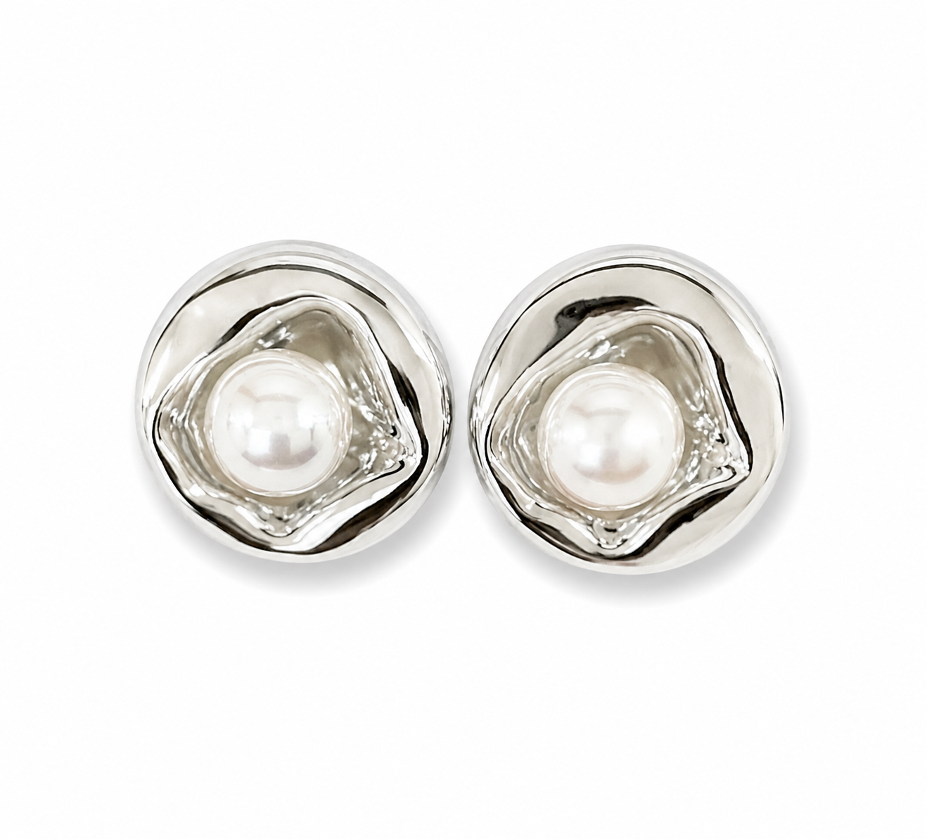 Arete circular plateado chunky