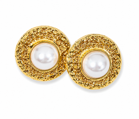 Arete circular chunky y perla grande