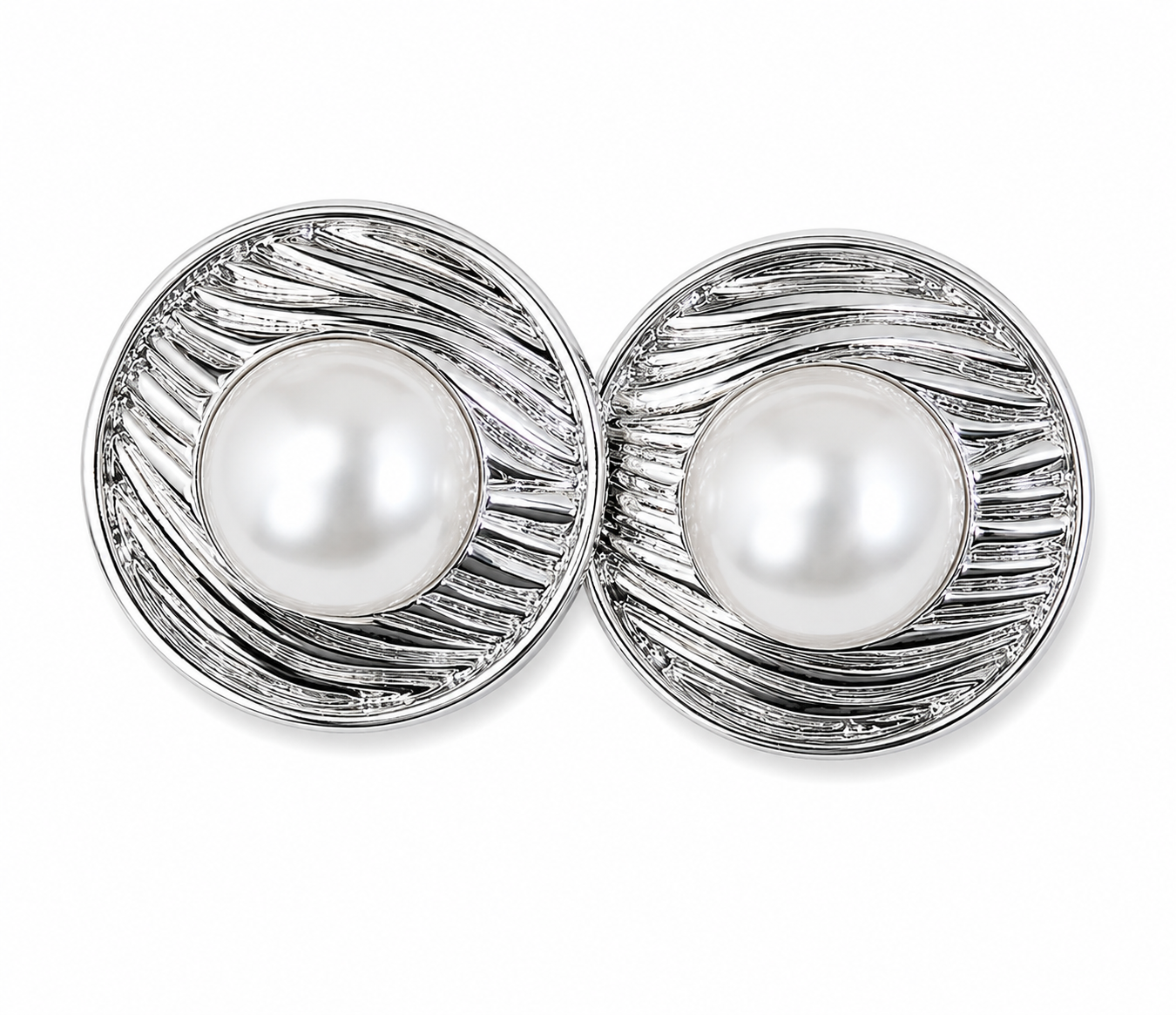 Arete círculo rayado y perla chunky