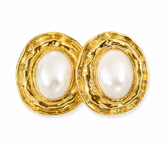 Arete ovalado chunky y perlas
