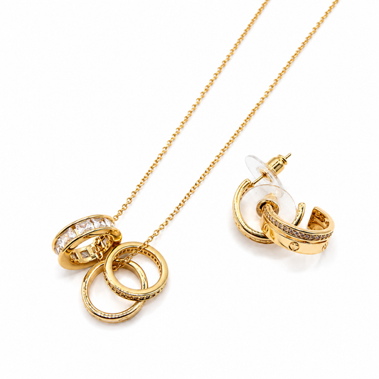 Set de cadena y aretes tipo Cartier