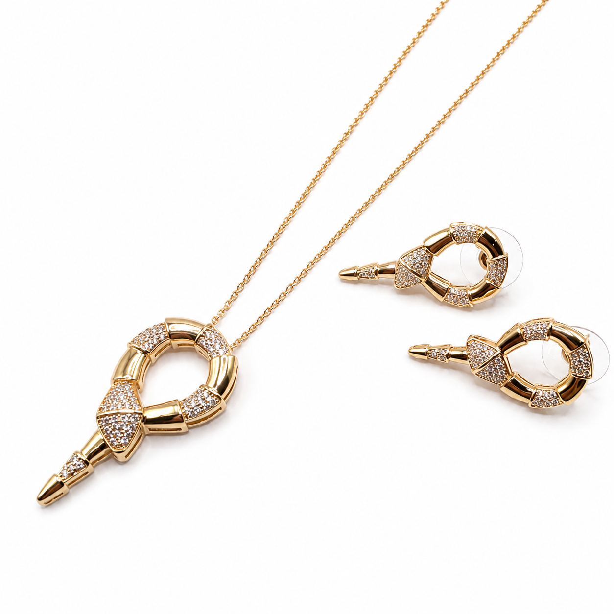 Set de cadena serpiente y aretes