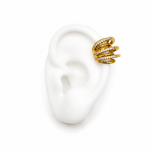 Earcuff dorado triple con brillos