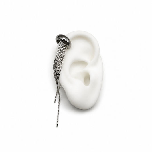 Earcuff plateado pelos